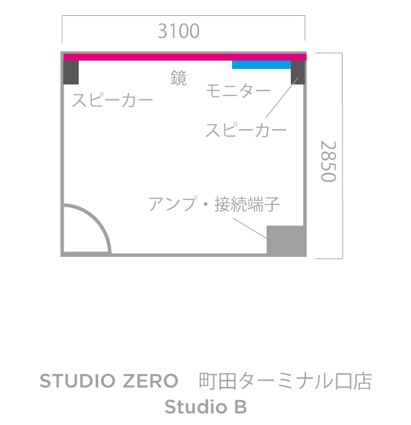 レンタルスタジオ STUDIO ZERO Studio B（ピンク） 平面図