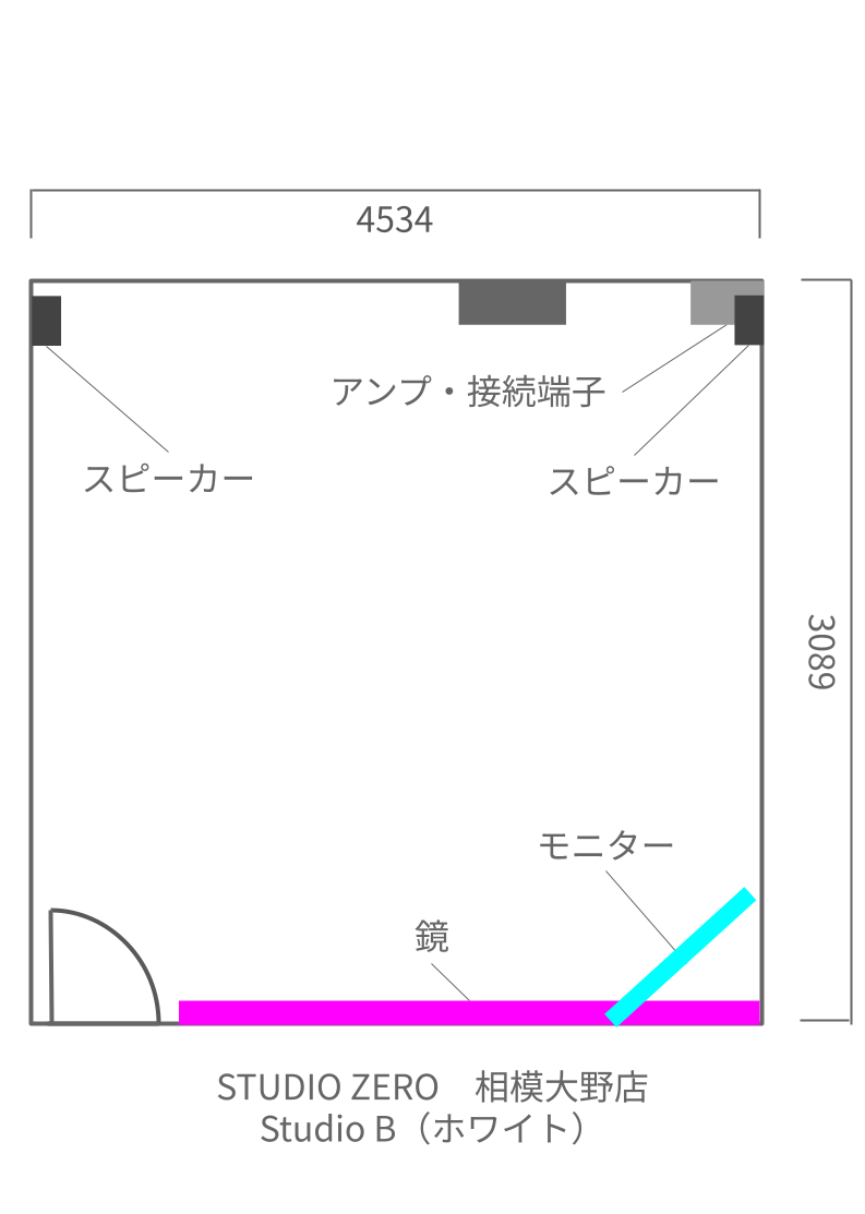 レンタルスタジオ STUDIO ZERO 相模大野店 Studio B(ホワイト) 平面図