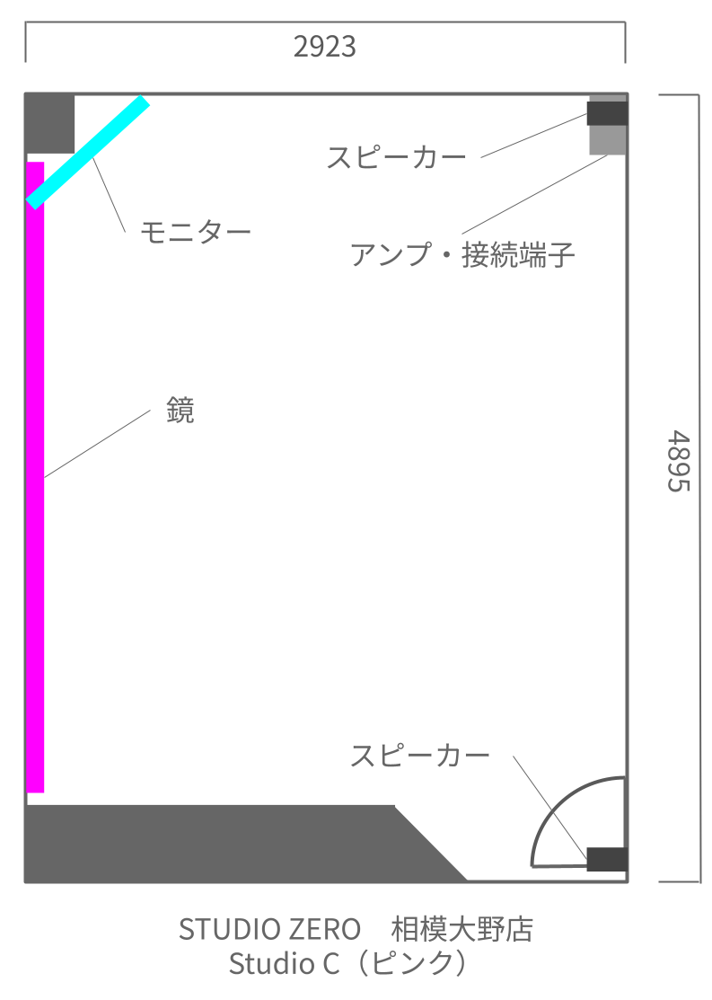 レンタルスタジオ STUDIO ZERO 相模大野店 Studio C(ピンク) 平面図
